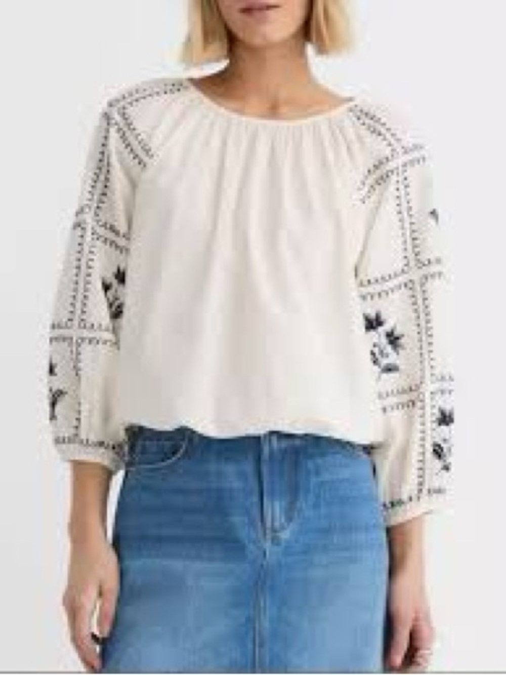 LOFT Floral Embroidered Poplin Blouse XS #0194